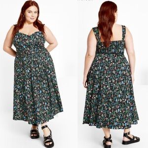 City Chic Floral Print Corset Midi Dress, Size 12